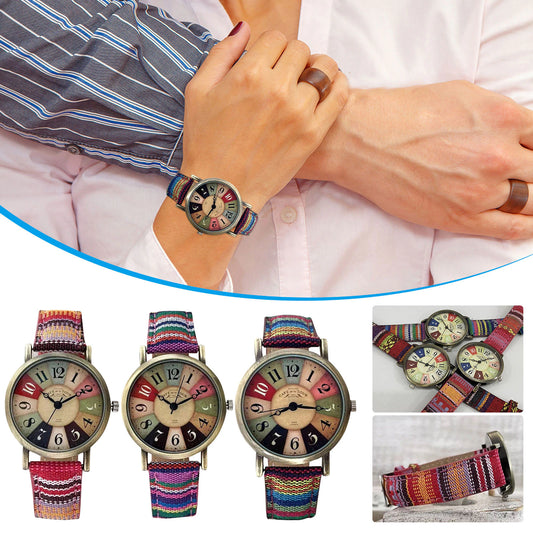 New Latest Women's Multicolor  Rainbow Pattern Men Hand Band Watches