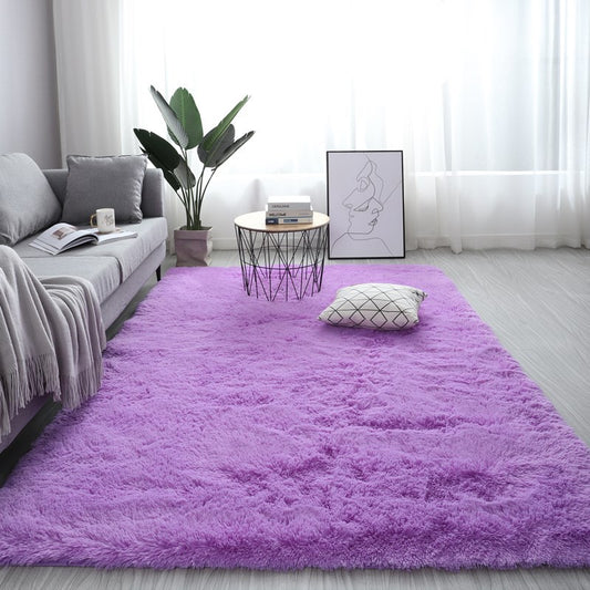 Nordic Fluffy Living Room Carpet Plush Tie Dyeing Bedroom Bedside Carpet Thick Lounge Floor Rugs Velvet Mat Home Decor