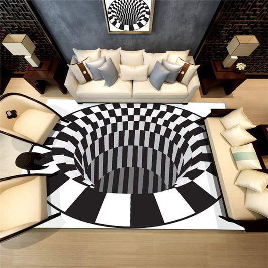 3D Vortex Illusion Carpet Scary Clown Non-slip Floor Area Rug Abstract Geometric Print Optical Home Living Room Bedroom Doormat