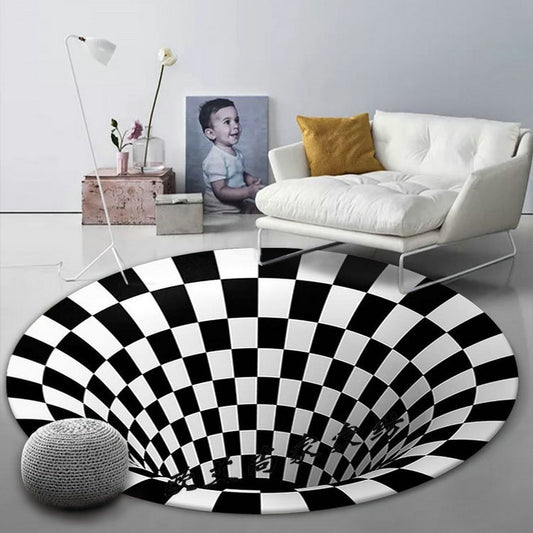 3D Vortex Illusion Carpet Scary Clown Non-slip Floor Area Rug Abstract Geometric Print Optical Home Living Room Bedroom Doormat