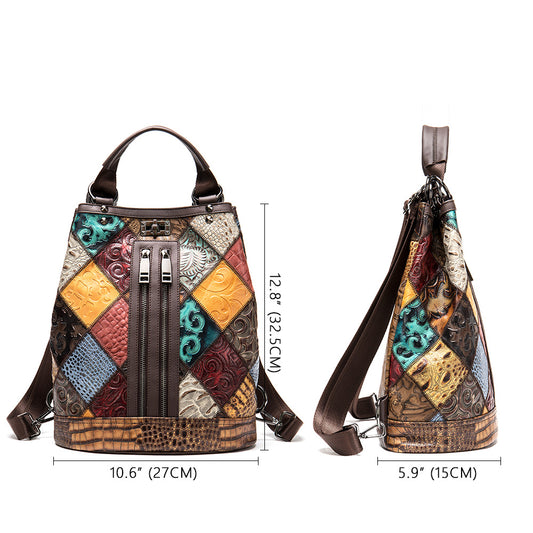 Ethnic National Women’s Leather Backpack.