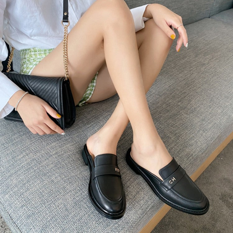 Women's Latest 2023 Round Head CasualRound Toe Slip Leather Shoes
