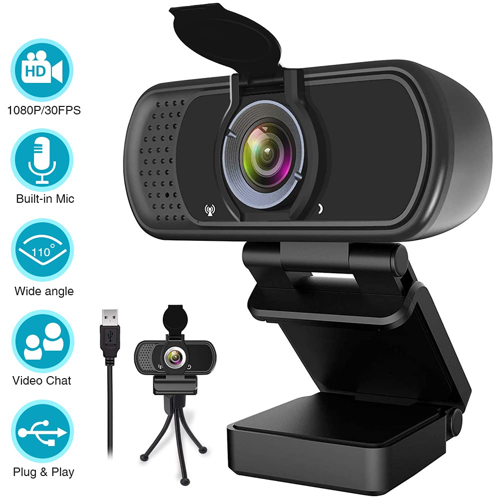 2k Webcam with Light and Tripod,Ultra HD Webcam for Streaming Gaming Video  Calling and Conferencing,Wide Angle USB Camera for PC Mac Laptop