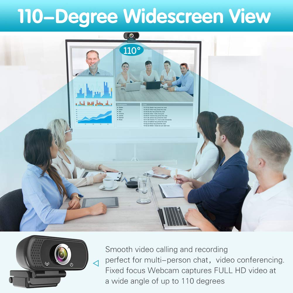 Nulea C902 Webcam with Microphone, 1080P HD Webcam for PC/Mac/Laptop with  Privacy Cover, for Video Calling, Online Classes, Conference, Works with