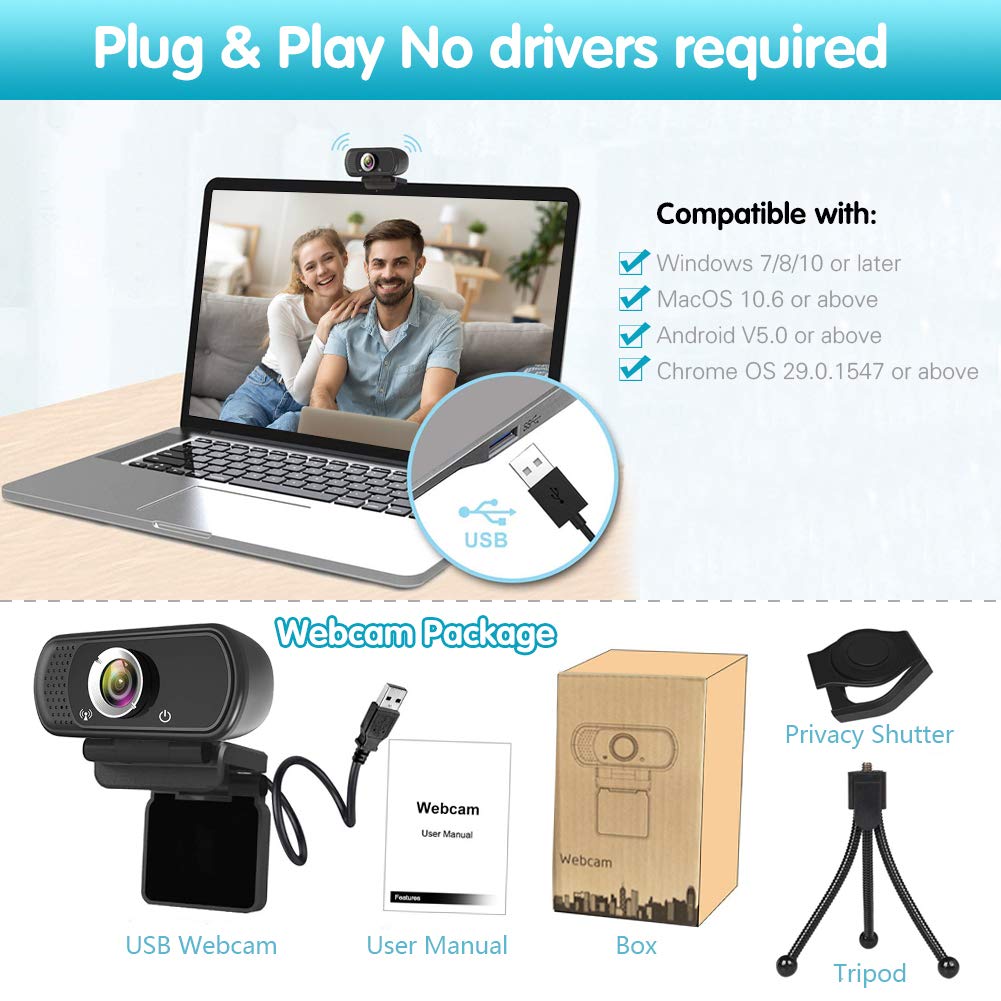 1080P Webcam,Live Streaming Web Camera with Stereo Microphone, Desktop –  Good Deals Store