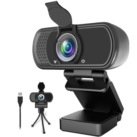 1080P Webcam,Live Streaming Web Camera with Stereo Microphone, Desktop or Laptop USB Webcam with 100-Degree View Angle, HD Webcam for Video Calling, Recording, Conferencing, Streaming, Gaming