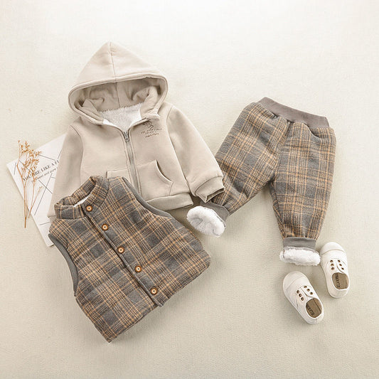 Winter Kids Boys Winter Three Piece Suit Is Fashionable And Versatile for 0-5 Years.