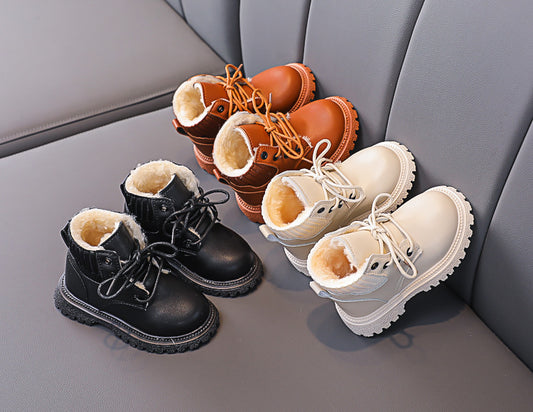 Children's Boots Martin Leather Low-Cotton Cotton Boots for Boys & Girls.