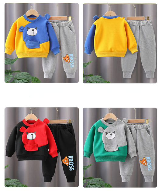 Winter Children's Cartoon Sweatshirt with the Long sleeve top matching outfit.