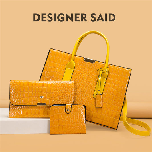 European And American Fashion  Pattern One-Shoulder Messenger 3 Pieces Handbag