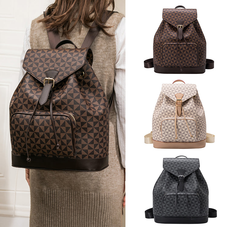 2023 Anti-theft Women’s Draw Rope Large Backpack Leather Office Bag