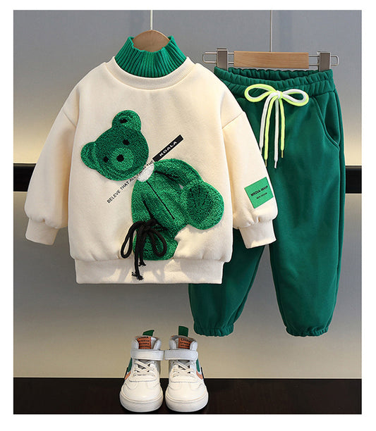 Two-piece Cartoon Hoodie Swetpant For Boys And Girls