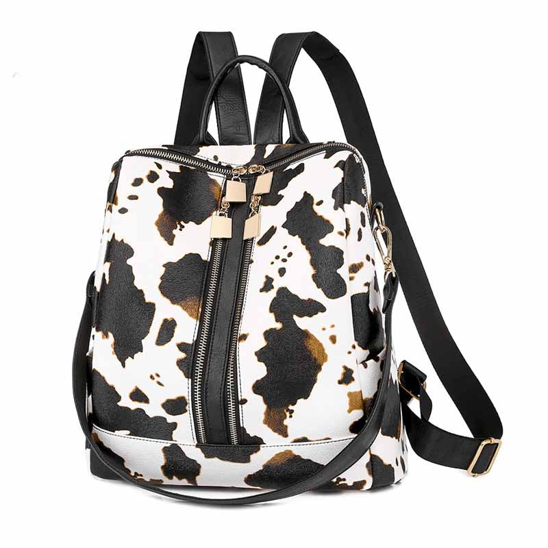 2023 Fashionable And Simple Women's Printed Leather Backpack with Purse
