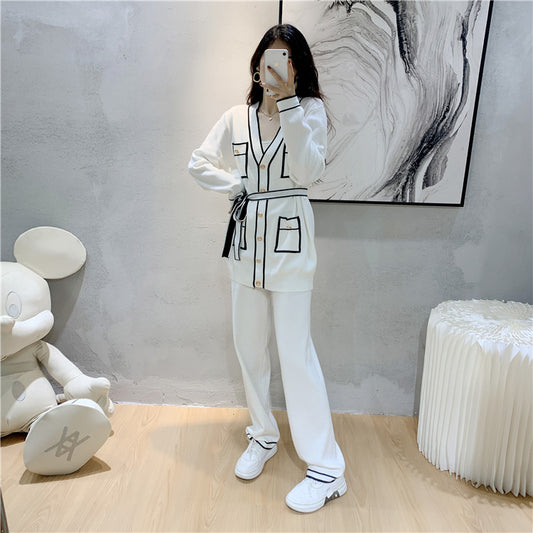 Women's 2023 Elegant Trouser Suit Two Pieces Outfits Office Lady Long Sleeve Coat Suits