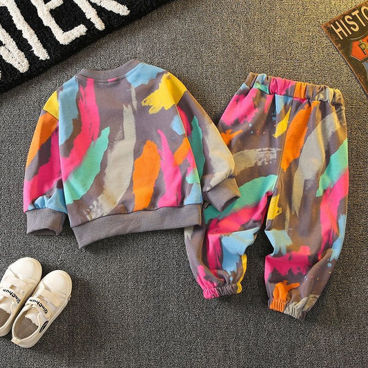 Toddler 3d Print Sweatshirt+Drawstring Pant  New Boys And Girls Hoodie Fashion Suit