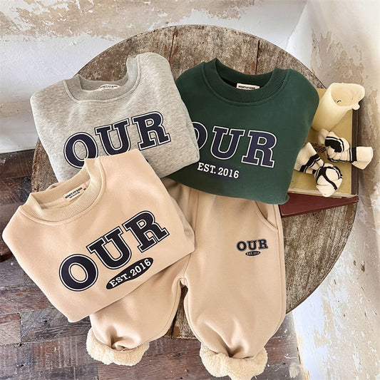 Autumn And Winter New Children's Foreign Style Hoodie Baby Pants Two-piece Set