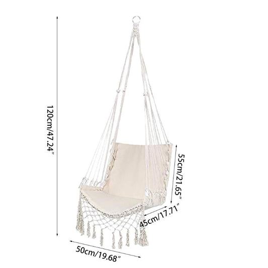 Hammock Chair Macrame Swing Hanging Cotton Rope Hammock Swing for Home and Garden use.