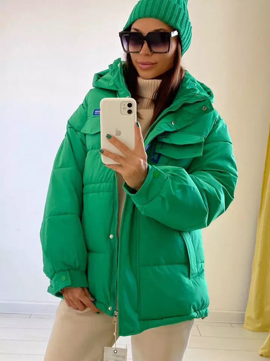 2023 Winter Women's Thick Warm Hooded Pattern Jacket