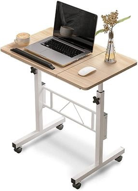 Ekkio Adjustable Mobile Laptop Desk Notebook Computer iPad PC Stand Table Tray with Wheels