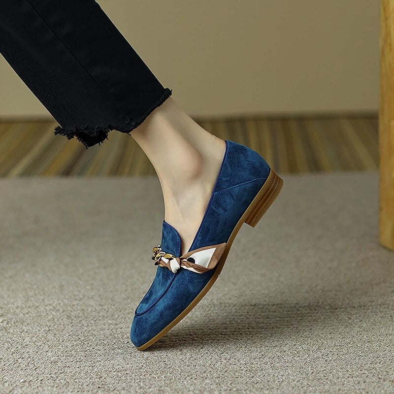 Women’s Vintage Soft Leather Slip-On Square Toe Loafer Flats